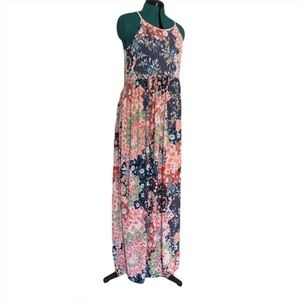 Annabelle Patterned Halter Top Maxi Dress, Medium